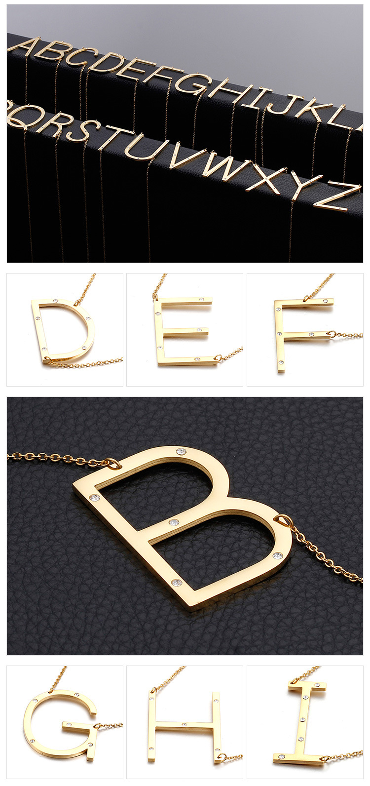 Titanium Steel 18K Gold Plated Fashion Diamond Letter Necklace display picture 2