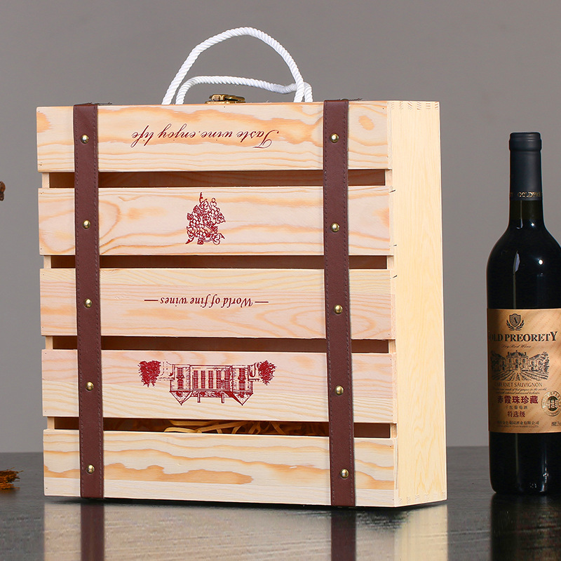 Four pine red wine Gift box Custer Changyu the Great Wall Tonghua Yunnan Red wine packing Wooden box Customized