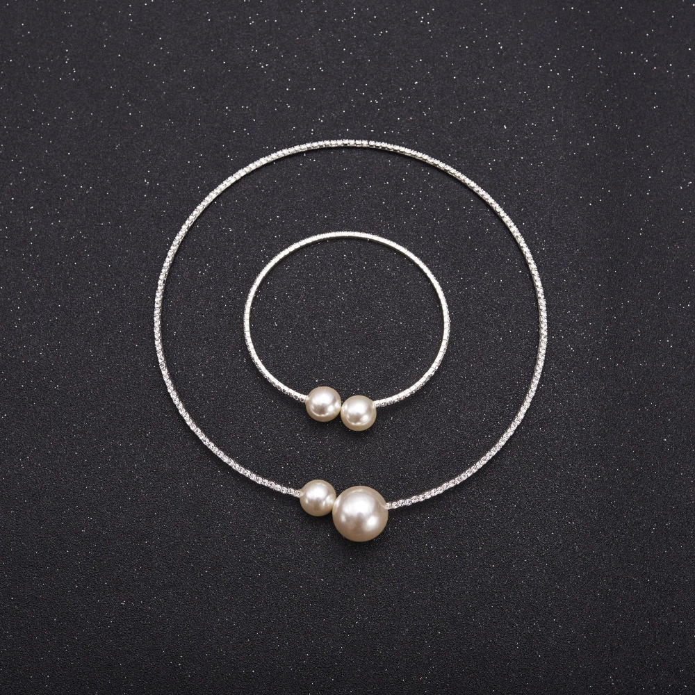 Набор Bridal Necklace & Bracelet, регулируемый чокер, жемчужные бусины, комплект для свадьбы
