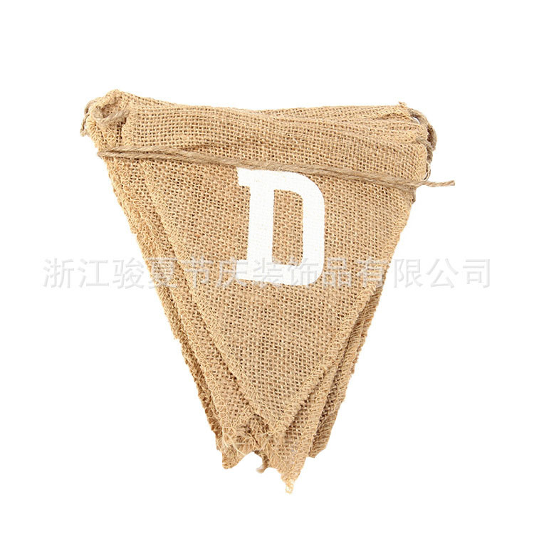 欧美旗子 Just Married婚庆类节日派对装饰婚礼拉旗 缝边麻布三角