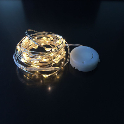 电池灯串多功能纽扣灯CR2032铜线灯串圣诞庭院装饰铜丝灯