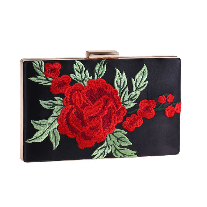 Rose Embroidered Bag Women's Flash Dinner Package Clutch Bag Dress Bag display picture 1
