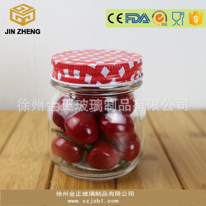 现货300ml 透明玻璃酱菜瓶 带盖密封瓶 食品级无铅玻璃