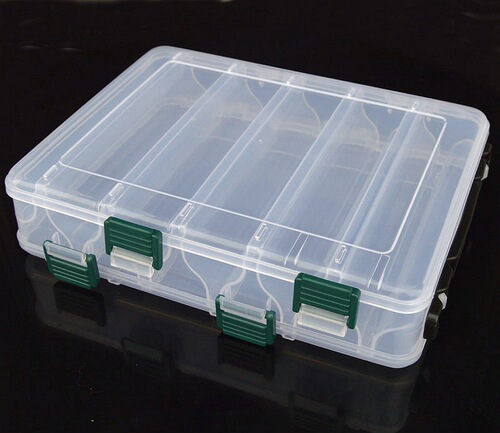 Gun-colored double-sided lure box, wooden shrimp box, transparent storage box, bait and hook cross-border portable fishing gear box