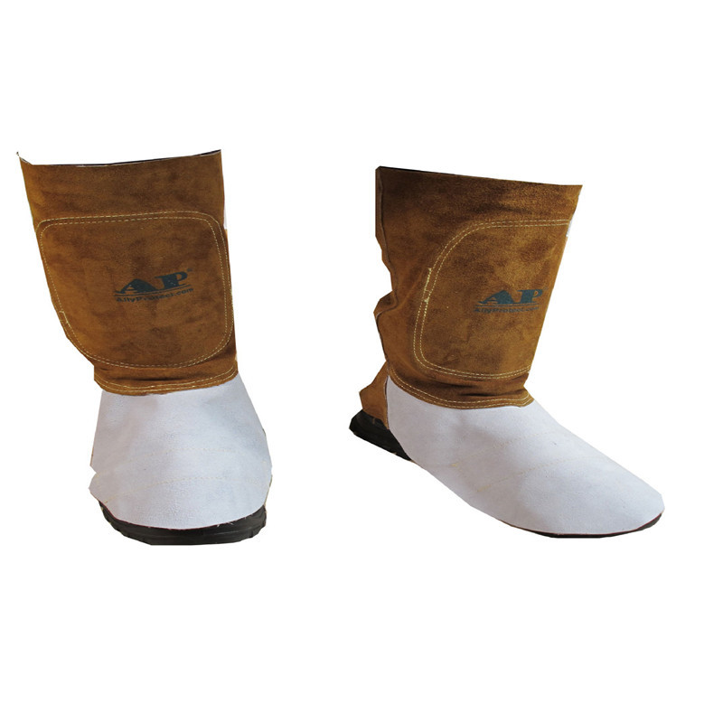 友盟AP-9401金棕色焊接护腿 牛皮长筒脚盖 焊接作业防火花飞溅