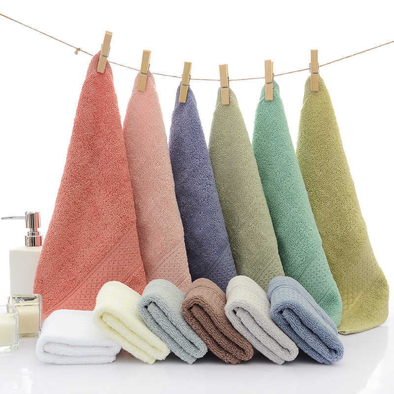日本原单纯棉加大加厚方巾毛巾儿童厨房挂巾简约时尚素色新品批发
