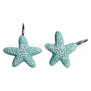 Cross-border exclusive resin material starfish shower curtain hook blue Neptune curtain hook curtain hook