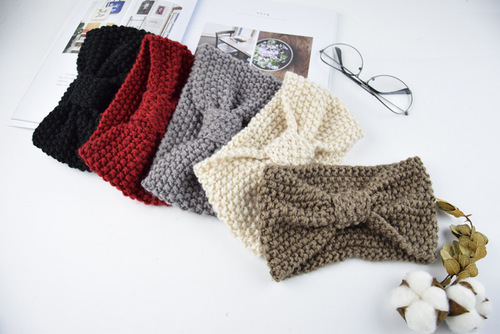 European and American corn kernel bow knitted wool headband sports headband ear protection headband handmade warm headband