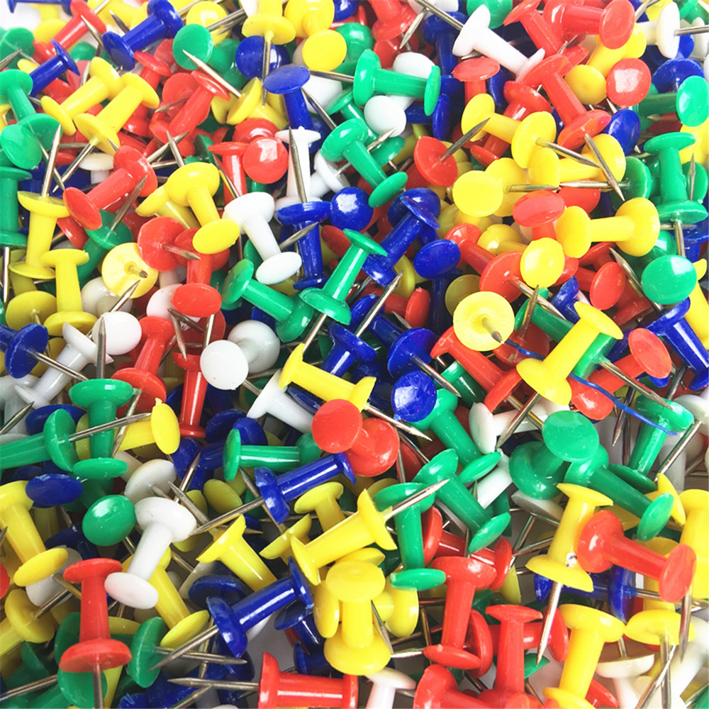 2019新款彩色办公用品透明色美术图钉画大头软木留言板塑料工字钉|ru