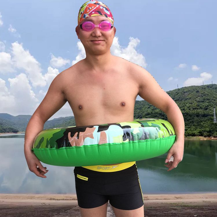 加厚军工迷彩泳圈救生圈 PVC充气成人游泳圈 父子圈泳圈厂家批发|ru