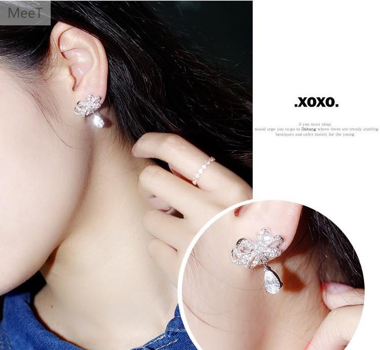 Bow Earrings Female 925 Tremella Needle Personality Sweet Water Drop Earrings display picture 1