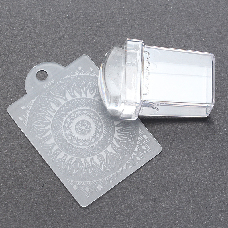 Nail art transparent seal + printing template 2-piece nail printing tool can be used as printing template scraper