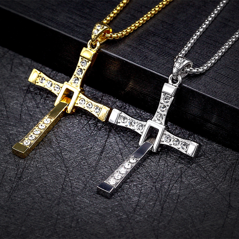 304 Stainless Steel 18K Gold Plated Fashion Diamond Cross Zircon display picture 3