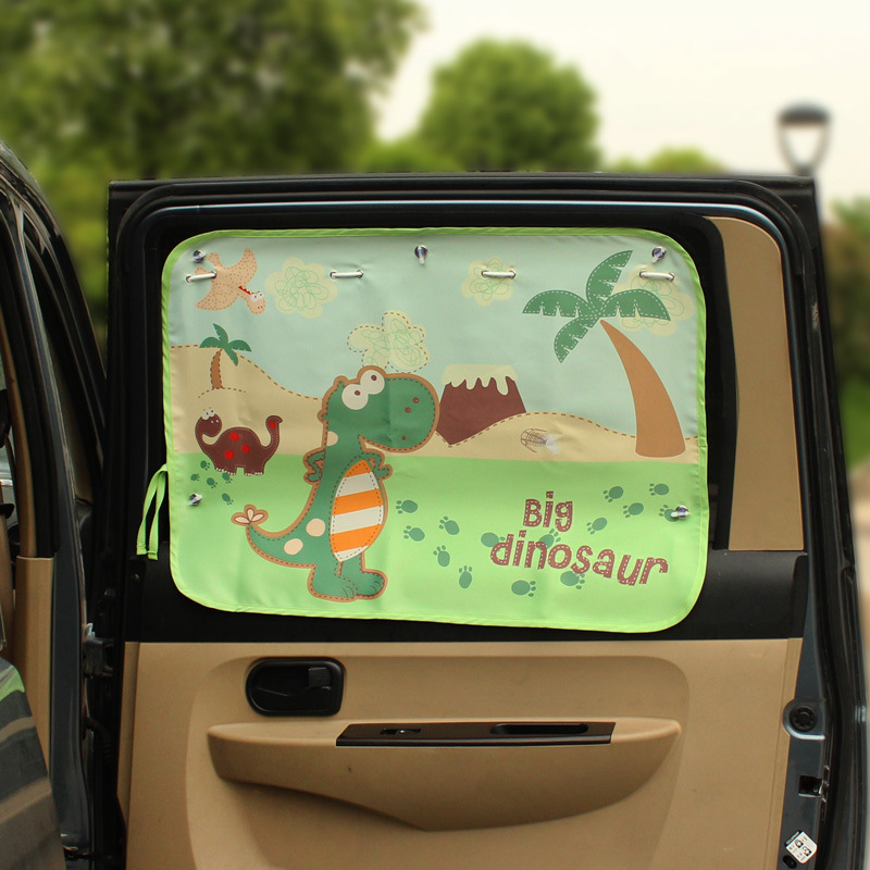 Korean cartoon suction cup car curtain fabric sunshade summer sun protection side window telescopic heat insulation curtain shading