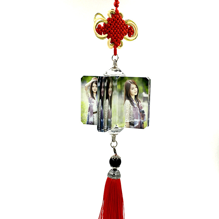 Four windmill Chinese knot automobile Pendant wholesale Photo customized photo make crystal White embryo Consumables wholesale