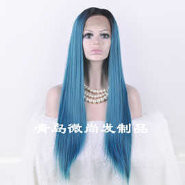 厂家批发2020年 女士长款化纤假发头套T色渐变高温丝假发前蕾丝