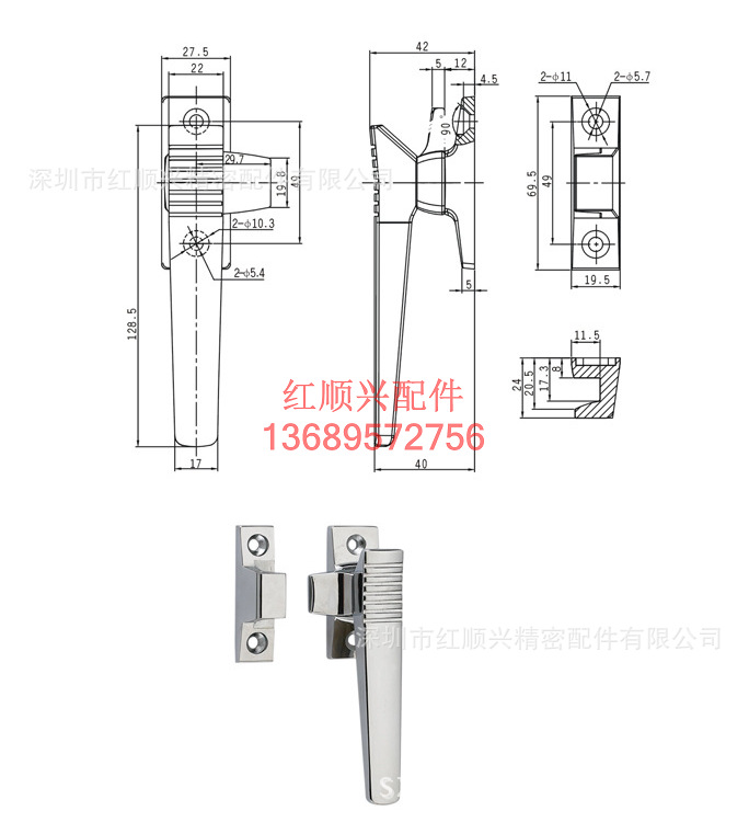 工业机箱门锁锌合金迫紧密闭门把手冷冻库烘烤箱门拉手柜门锁