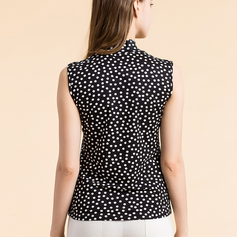 Womens Spring Silk Sleeveless Turtleneck Top Knitted Floral Print Slim Fit Lightweight Casual Wear Wholesale