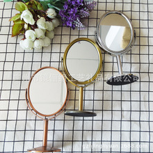 6寸台式雙面化妝鏡子台鏡橢圓放大雙面鏡子婚慶圓形梳妝台鏡送禮