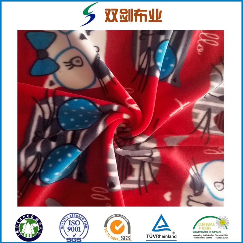 经编双面氨纶超柔染色印花经编银狐绒服装面料沙发面料