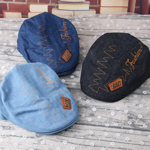 Children's Striped Spring and Autumn Beanies for Boys and Girls, British Style Thin Duckbill Hats for Summer Babies, Baseball Caps