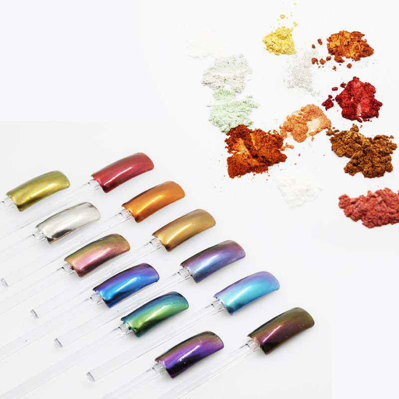 12 colores uñas suministros magia espejo polvo Aurora espejo harina galvanoplastia metal espejo efecto clavo brillo polvo