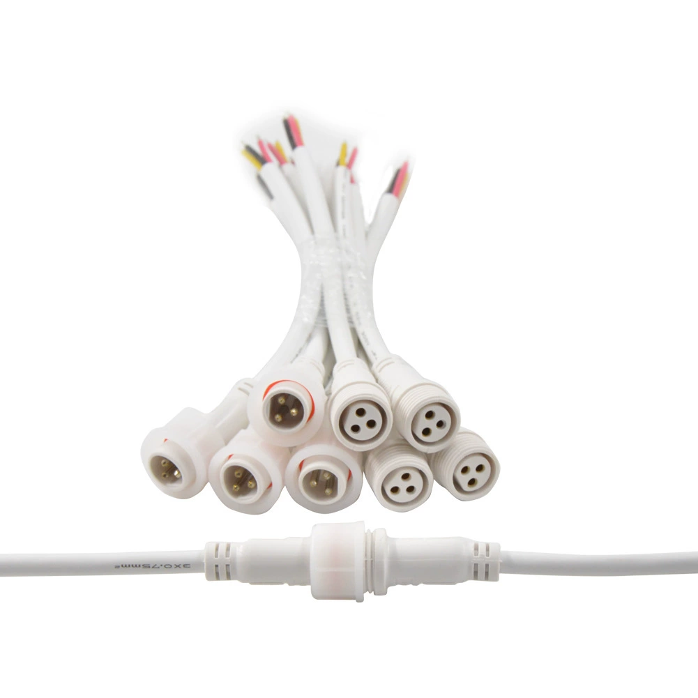 Наружное освещение 17MM средняя головка 3-жильный штекер водонепроницаемый штекер и гнездовой разъем Белый