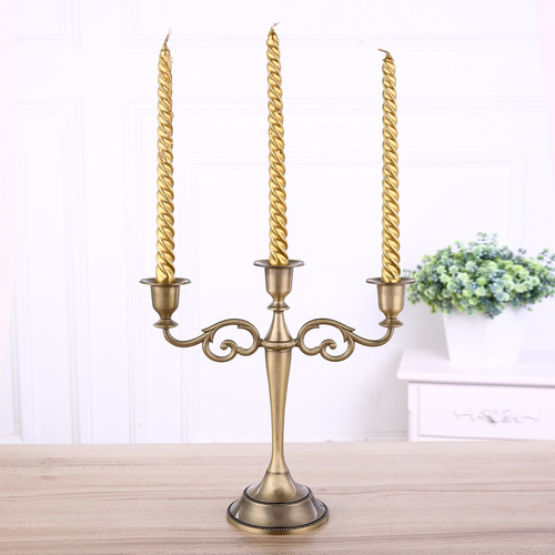 Metal Candelabra European Retro Minimalist Creative Hotel Decor Five-Head Gold Candelabra Direct Sale Birthday Candelabra
