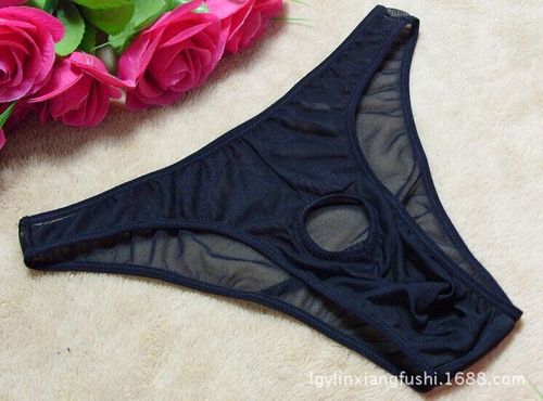 Men's sexy underwear Taobao gauze exposed JJ sexy underwear stretch mesh transparent see-through thong