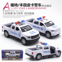 1:32 Toyota Tundra Ford Raptor Pickup Police Car Model Alloy Car Model Sound and Light Comeback Cross-border Hot Sale