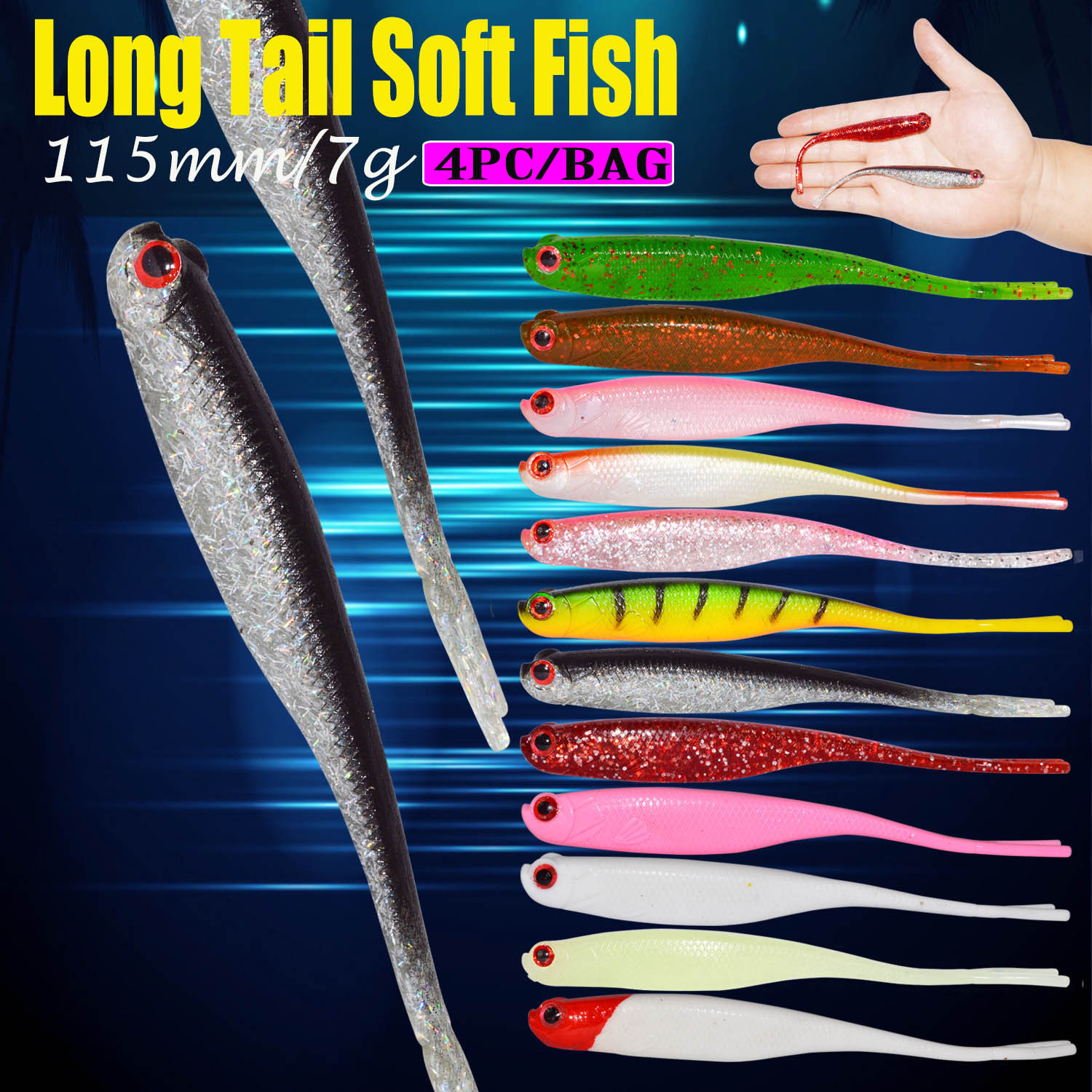 Floating Flukes Lures 115mm 7g Soft Jerkbaits Fresh Water Bass Swimbait Tackle Gear