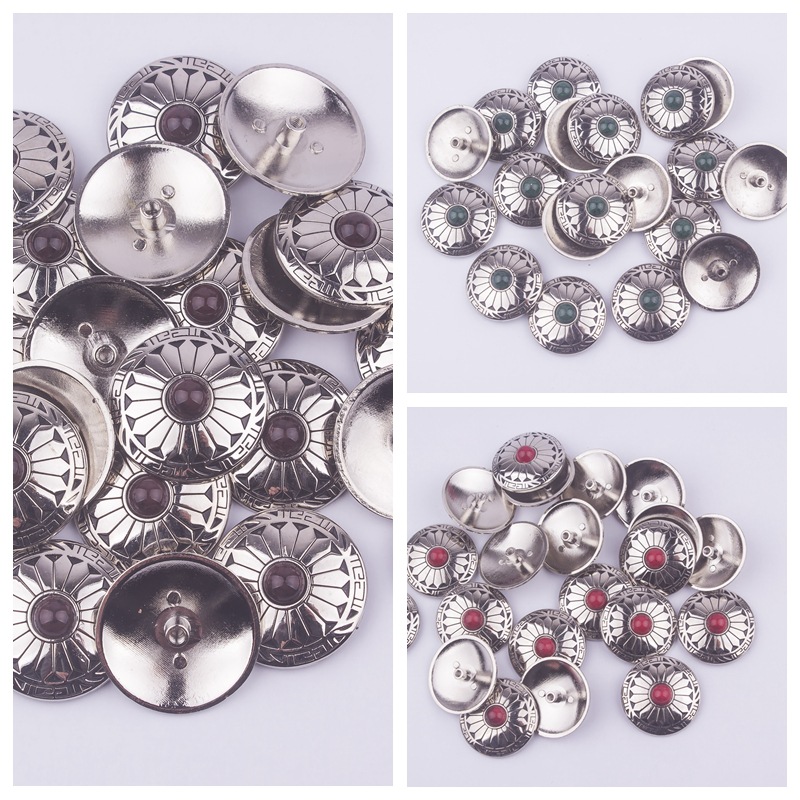 Diy革具皮雕皮芸財布金布ボタン松石ボタン菊ボタン装飾ボタン合金ボタン