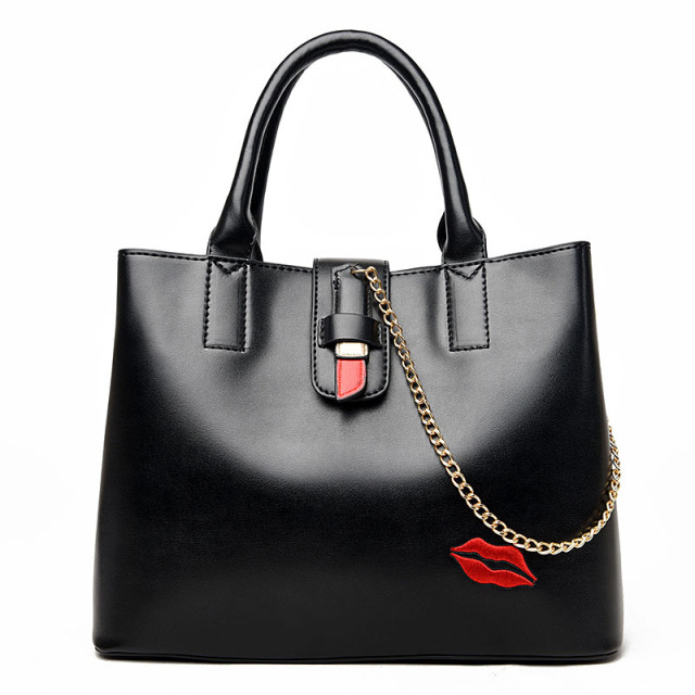 women’s fashion embroidered lips lady handbag single shoulder bag 