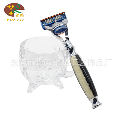 刮胡刀片（不含刀片）水洗双层清洁修面仿黑白菊花石刮毛刀 批发|ru