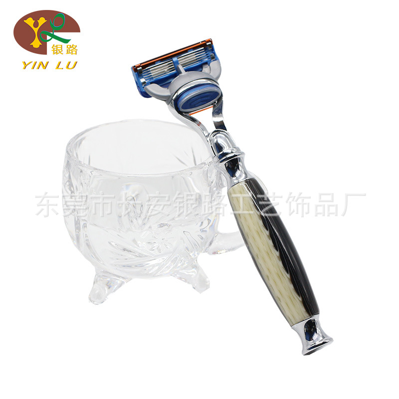 刮胡刀片（不含刀片）水洗双层清洁修面仿黑白菊花石刮毛刀 批发|ru