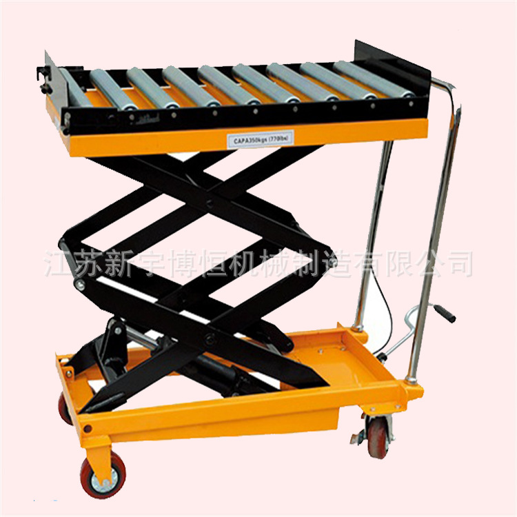 江苏液压剪式平台车 滚筒式手推小平台 堆高平台车升降缷货平台