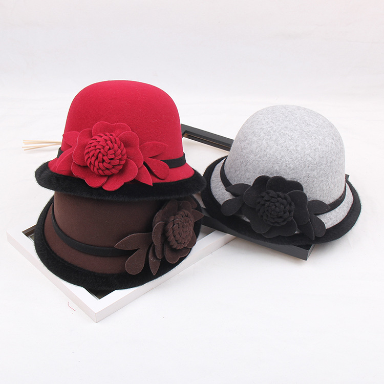 3780g Weight Women's Fashion Flower Flat Eaves Fedora Hat