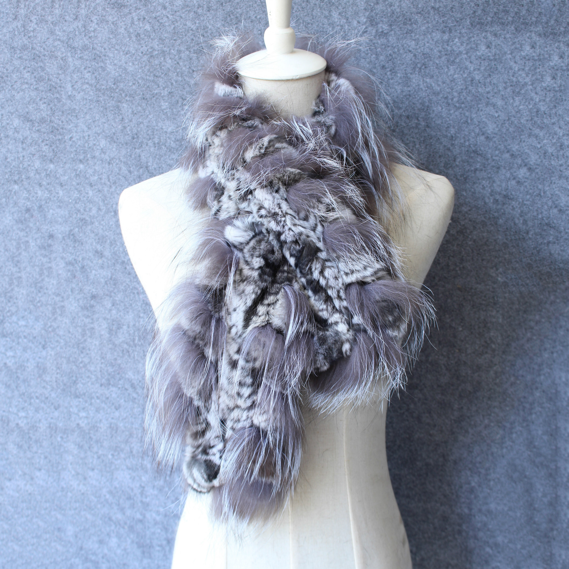 欧美中长冬季海宁狐狸毛编织獭兔红狐围巾兔毛编织皮草围脖女保暖