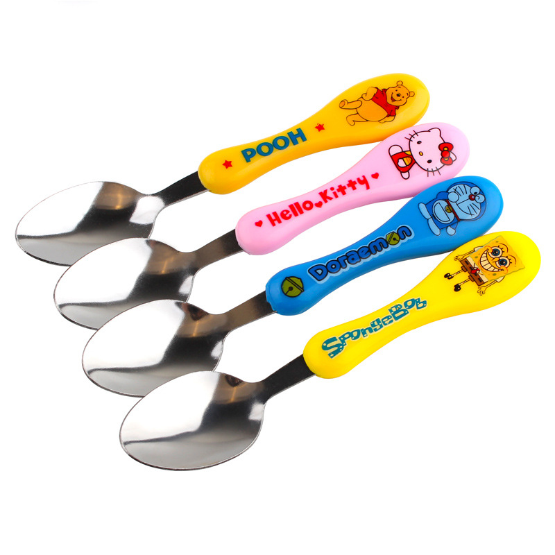 Stainless steel Plastic handle children Spoon Cartoon Spoon new pattern Gourd-type Cartoon tableware Tsp child Spoon