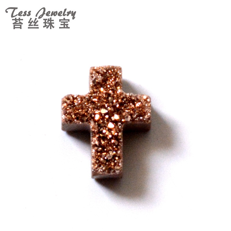 goods in stock agate cross Pendant silvery natural Cluster 9x11mm Bud crystal Europe and America Selling Explosive money