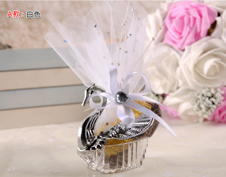 欧式创意水晶小天鹅喜糖盒 西式婚礼糖果盒子婚庆用品塑料喜糖盒详情图14