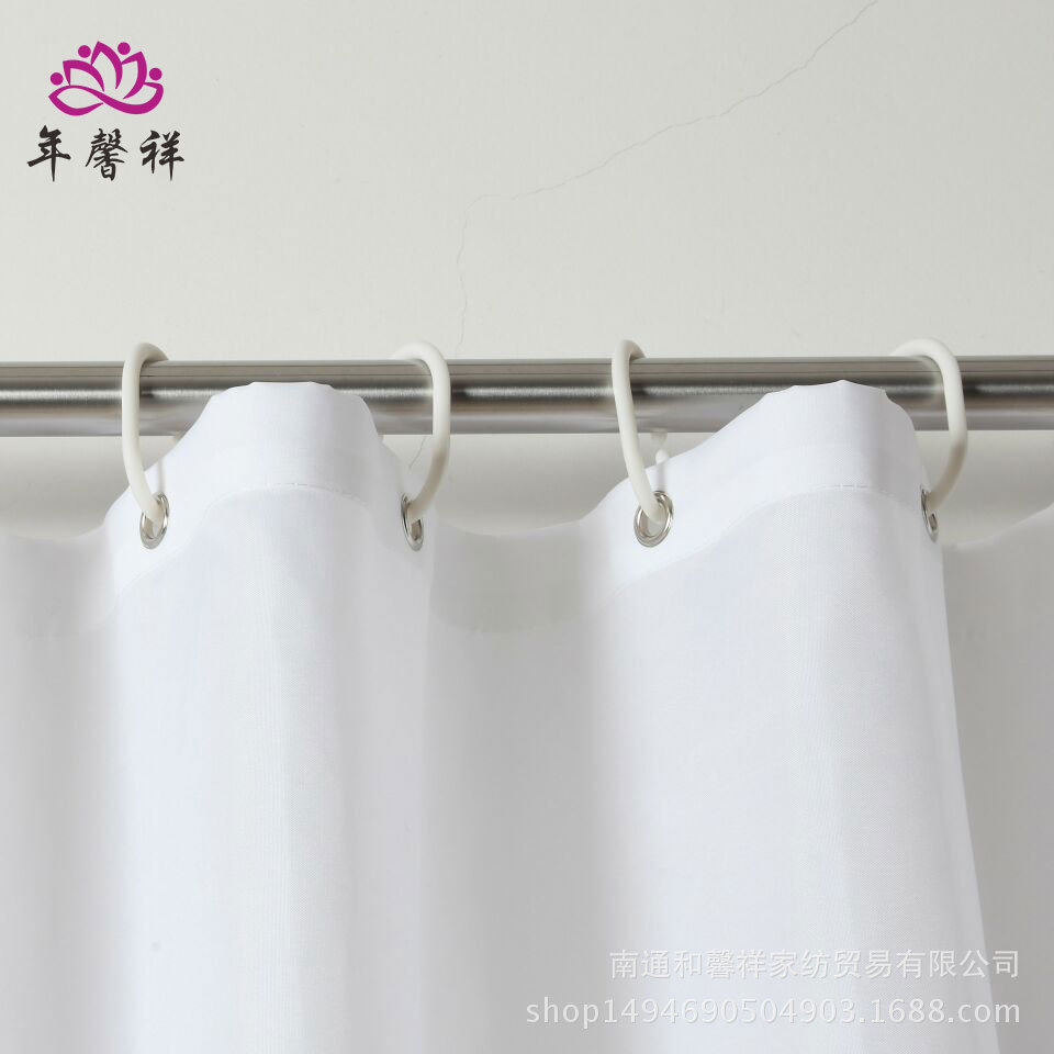Cortina de ducha de fábrica Cortina de ducha de poliéster blanco puro liso transfronterizo cortina de baño impermeable opaca cortina colgante Cortina de ducha de hotel transfronteriza