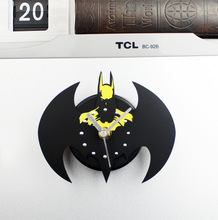 时尚创意3D立体超级英雄蝙蝠侠冰箱钟冰箱贴留言贴挂钟表家居装饰