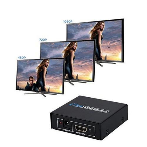 HDMI Splitter High Definition Video Distributor 1-to-2 Switcher One Input Two Outputs One Input Two Outputs 1080P