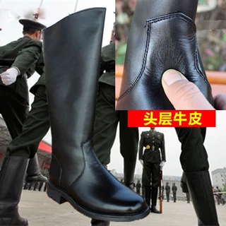 马靴阅兵靴真皮仪仗队二战靴子骑士马靴长筒机车靴护旗升旗军靴子