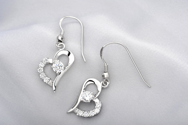 S925 Pendientes De Plata Pura Con Circonitas Al Por Mayor De Moda display picture 2