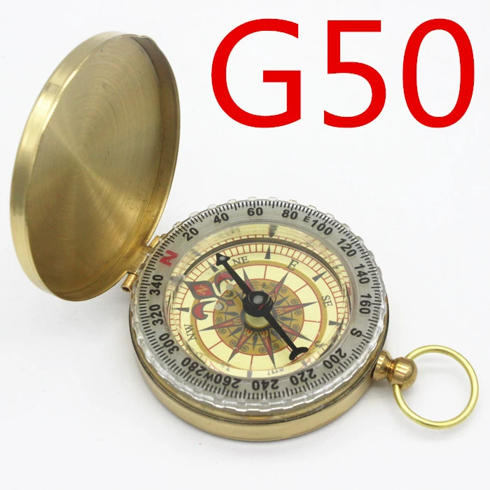 Подлинный высококачественный светящийся позолоченный G50 наружный направленный внедорожный многофункциональный брелок с компасом, карманные часы, руководство по северной иглу