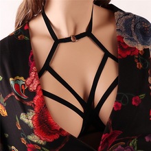 女性時尚網格綁帶上衣情趣線束文胸歐美三點式內衣ebay wish現貨