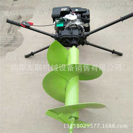 手推硬地沙土打洞机图片 大功率52CC挖坑机 四冲程单双人145地钻