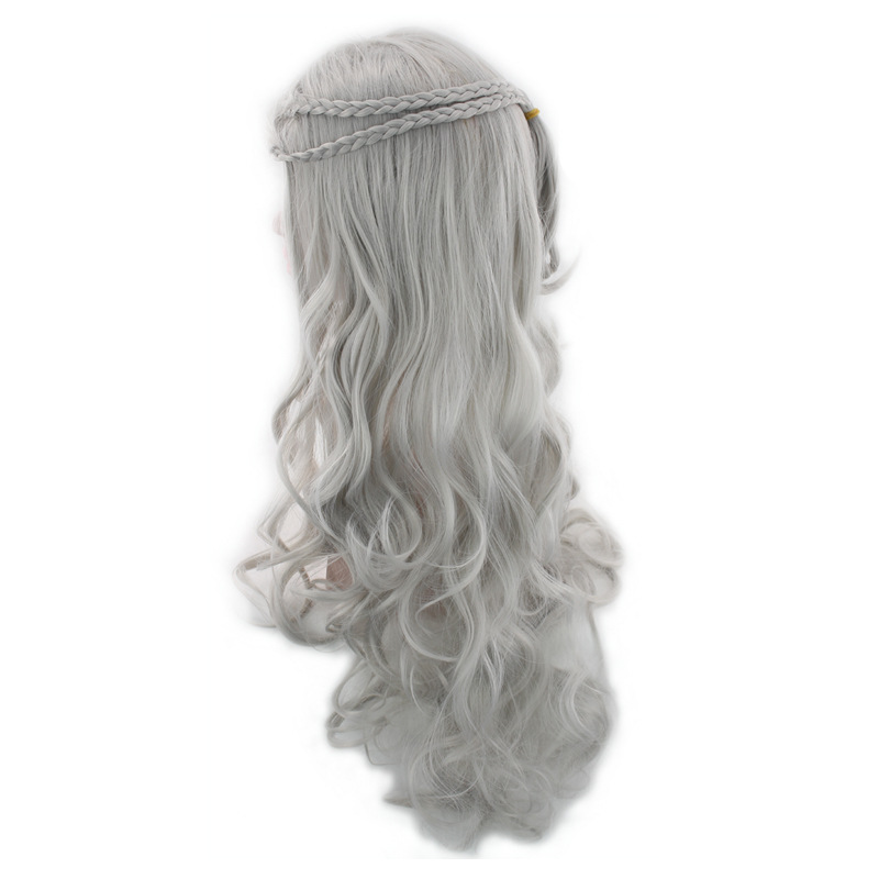 perruque synthétique The Game Song of Ice Fire Denise 70cm Tissage Argent Cheveux Longs Bouclés et Perruque Dorée Fille_voghion.com